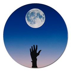 Moon Sky Blue Hand Arm Night Magnet 5  (round) by HermanTelo