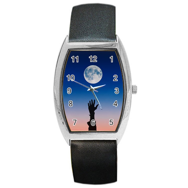 Moon Sky Blue Hand Arm Night Barrel Style Metal Watch