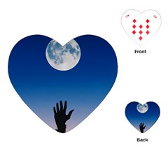 Moon Sky Blue Hand Arm Night Playing Cards (heart)