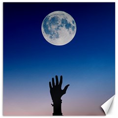 Moon Sky Blue Hand Arm Night Canvas 16  X 16  by HermanTelo