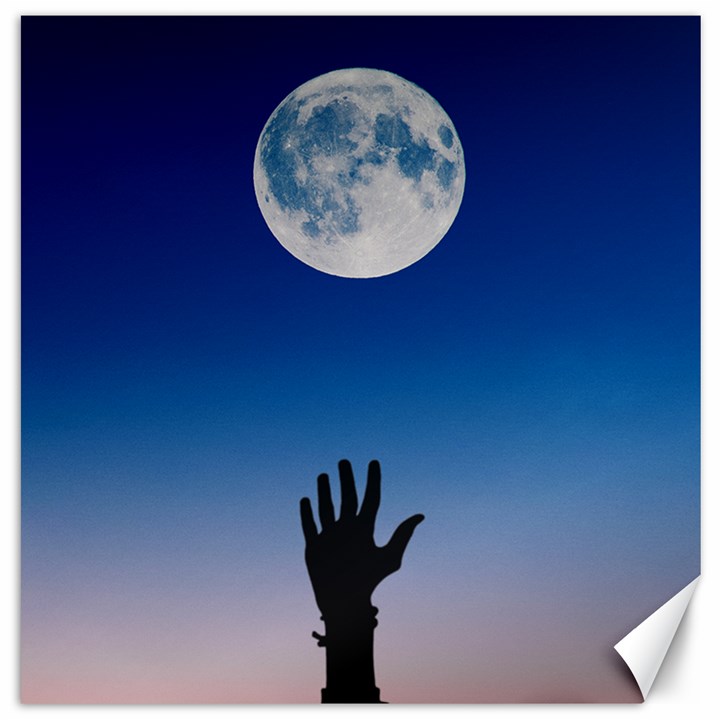 Moon Sky Blue Hand Arm Night Canvas 20  x 20 