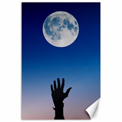 Moon Sky Blue Hand Arm Night Canvas 24  X 36  by HermanTelo