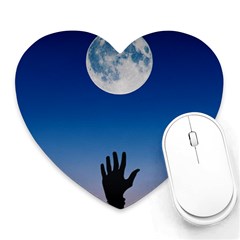 Moon Sky Blue Hand Arm Night Heart Mousepads by HermanTelo