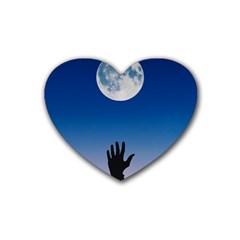 Moon Sky Blue Hand Arm Night Rubber Coaster (heart) 