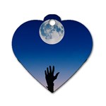 Moon Sky Blue Hand Arm Night Dog Tag Heart (One Side) Front