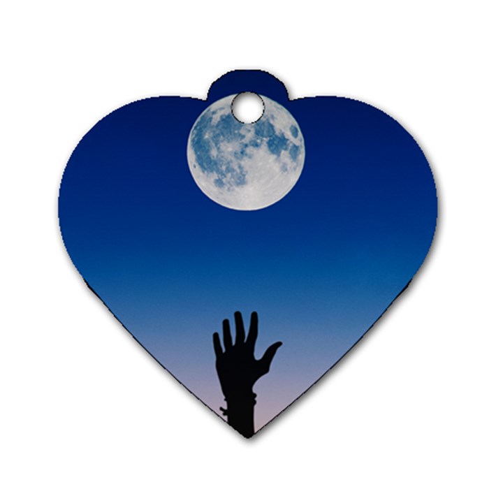 Moon Sky Blue Hand Arm Night Dog Tag Heart (One Side)