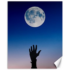 Moon Sky Blue Hand Arm Night Canvas 11  X 14  by HermanTelo