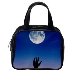 Moon Sky Blue Hand Arm Night Classic Handbag (one Side) by HermanTelo