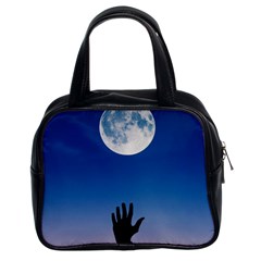 Moon Sky Blue Hand Arm Night Classic Handbag (two Sides) by HermanTelo