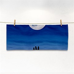 Moon Sky Blue Hand Arm Night Hand Towel by HermanTelo