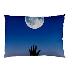 Moon Sky Blue Hand Arm Night Pillow Case by HermanTelo