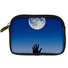 Moon Sky Blue Hand Arm Night Digital Camera Leather Case by HermanTelo