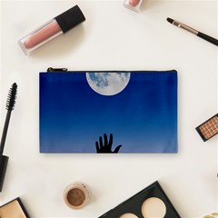 Moon Sky Blue Hand Arm Night Cosmetic Bag (small) by HermanTelo