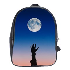 Moon Sky Blue Hand Arm Night School Bag (large) by HermanTelo