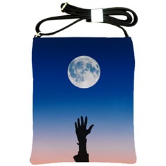 Moon Sky Blue Hand Arm Night Shoulder Sling Bag by HermanTelo