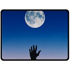 Moon Sky Blue Hand Arm Night Fleece Blanket (large)  by HermanTelo