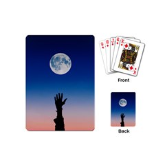 Moon Sky Blue Hand Arm Night Playing Cards (mini)