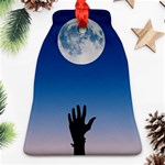 Moon Sky Blue Hand Arm Night Ornament (Bell) Front