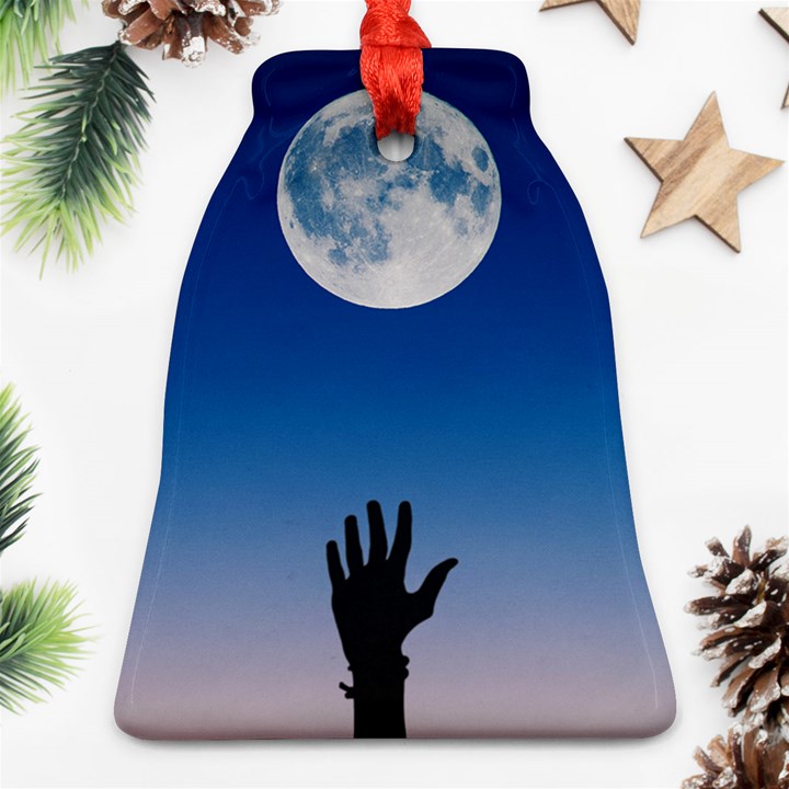 Moon Sky Blue Hand Arm Night Ornament (Bell)