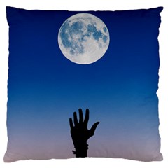 Moon Sky Blue Hand Arm Night Large Cushion Case (one Side) by HermanTelo