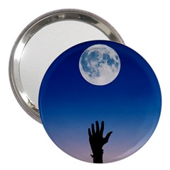 Moon Sky Blue Hand Arm Night 3  Handbag Mirrors by HermanTelo