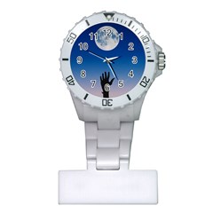 Moon Sky Blue Hand Arm Night Plastic Nurses Watch by HermanTelo