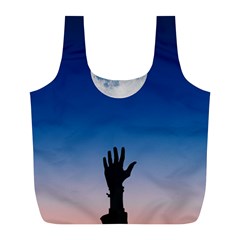 Moon Sky Blue Hand Arm Night Full Print Recycle Bag (l) by HermanTelo