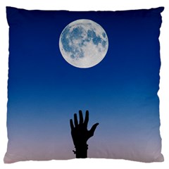 Moon Sky Blue Hand Arm Night Large Flano Cushion Case (one Side) by HermanTelo