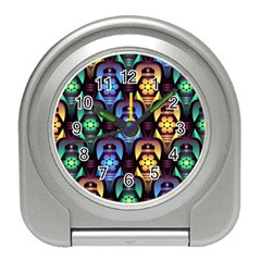 Pattern Background Bright Blue Travel Alarm Clock