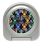 Pattern Background Bright Blue Travel Alarm Clock Front