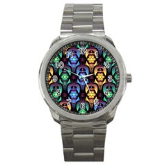 Pattern Background Bright Blue Sport Metal Watch