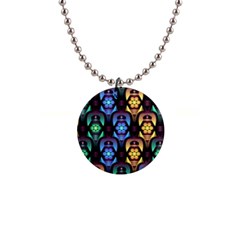 Pattern Background Bright Blue 1  Button Necklace