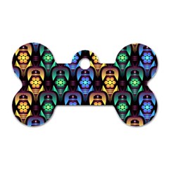 Pattern Background Bright Blue Dog Tag Bone (one Side)