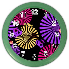 Seamless Halloween Day Dead Color Wall Clock by HermanTelo