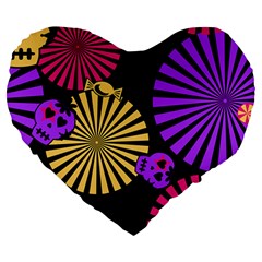 Seamless Halloween Day Dead Large 19  Premium Heart Shape Cushions