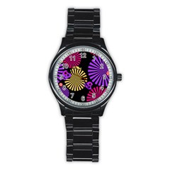 Seamless Halloween Day Dead Stainless Steel Round Watch