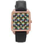 Pattern Pastels Background Rose Gold Leather Watch  Front