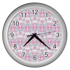 Seamless Pattern Background Wall Clock (silver) by HermanTelo