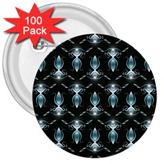 Seamless Pattern Background Black 3  Buttons (100 pack) 