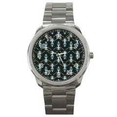 Seamless Pattern Background Black Sport Metal Watch