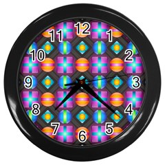 Squares Spheres Backgrounds Texture Wall Clock (black) by HermanTelo