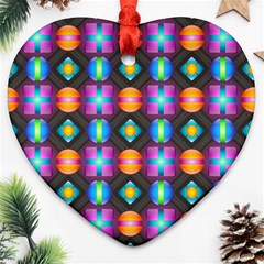 Squares Spheres Backgrounds Texture Heart Ornament (two Sides)