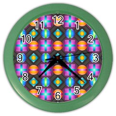 Squares Spheres Backgrounds Texture Color Wall Clock