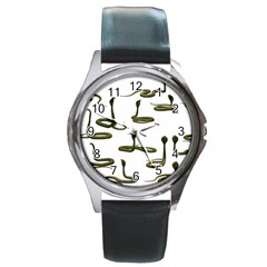 Snake Cobra Reptile Poisonous Round Metal Watch by HermanTelo