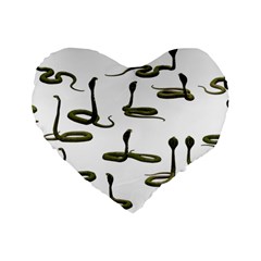 Snake Cobra Reptile Poisonous Standard 16  Premium Heart Shape Cushions by HermanTelo