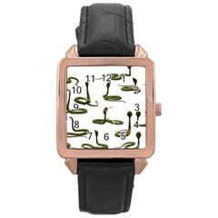 Snake Cobra Reptile Poisonous Rose Gold Leather Watch  by HermanTelo