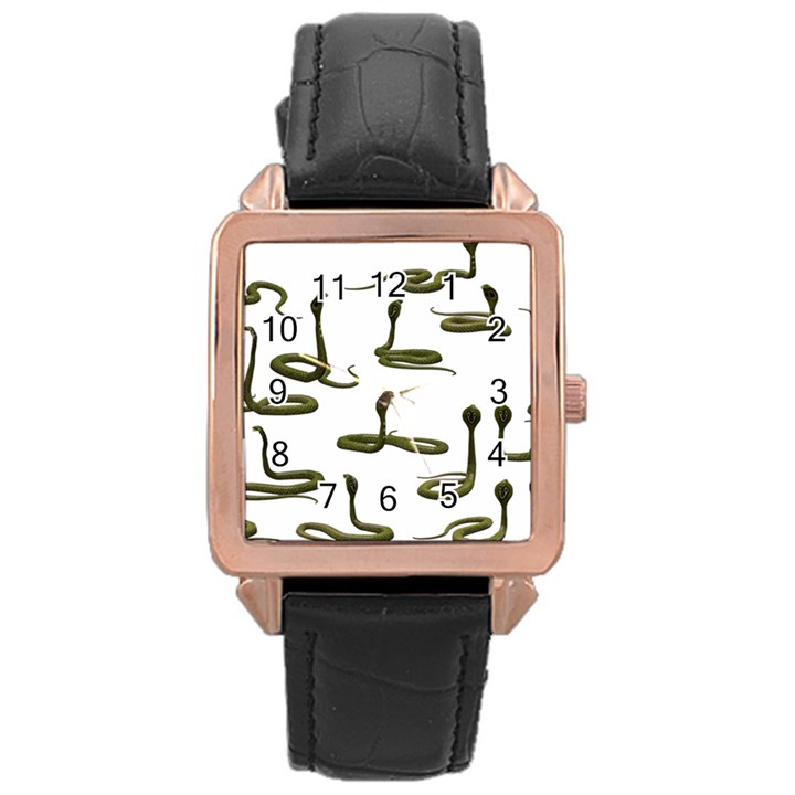 Snake Cobra Reptile Poisonous Rose Gold Leather Watch 