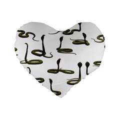 Snake Cobra Reptile Poisonous Standard 16  Premium Flano Heart Shape Cushions by HermanTelo