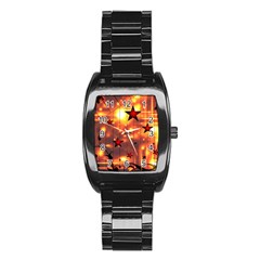 Star Radio Light Effects Magic Stainless Steel Barrel Watch by HermanTelo