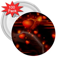 Valentine Day Love Heart 3  Buttons (100 Pack)  by HermanTelo